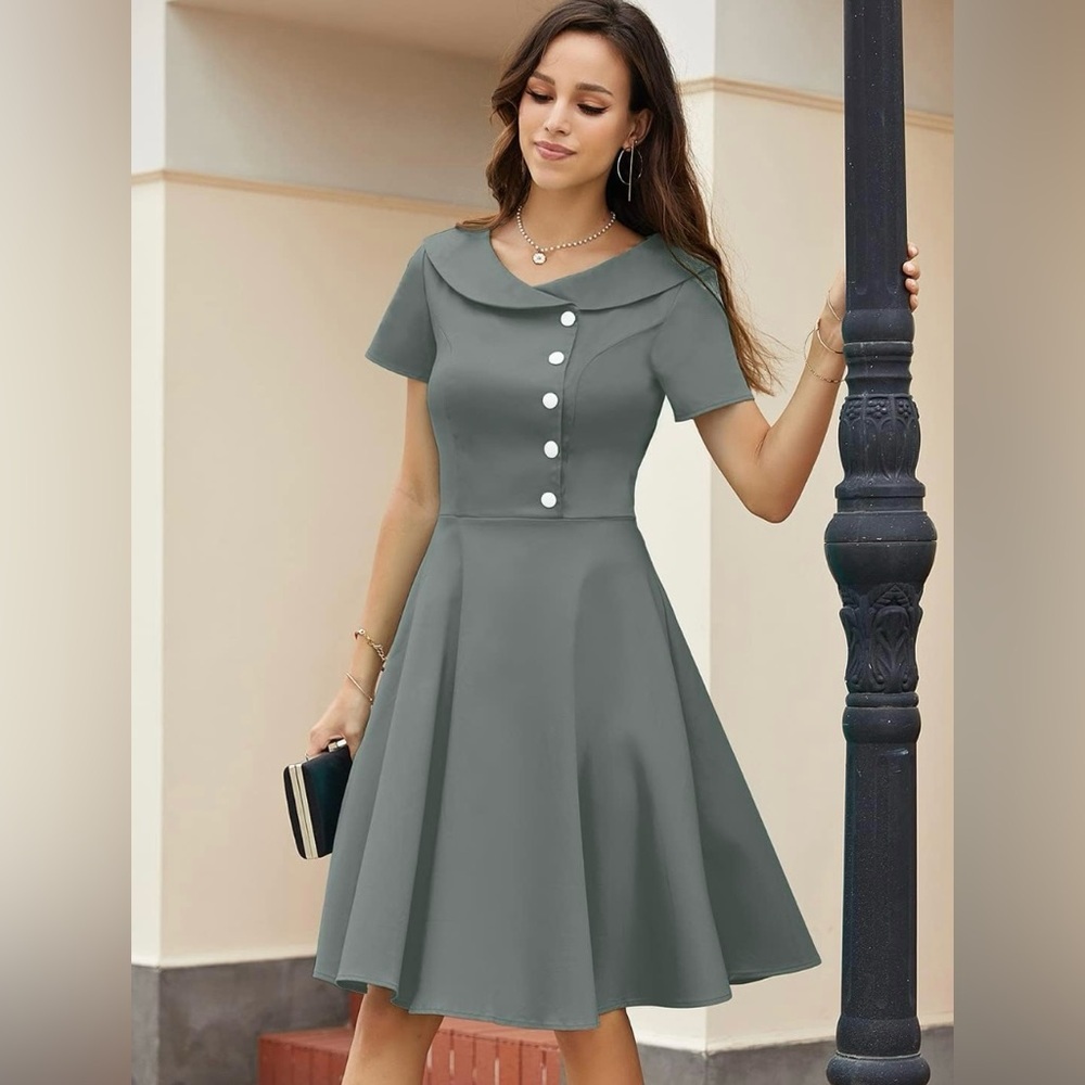 Vintage Audrey Hepburn Cocktail Swing Dress 1950s Women's Dress